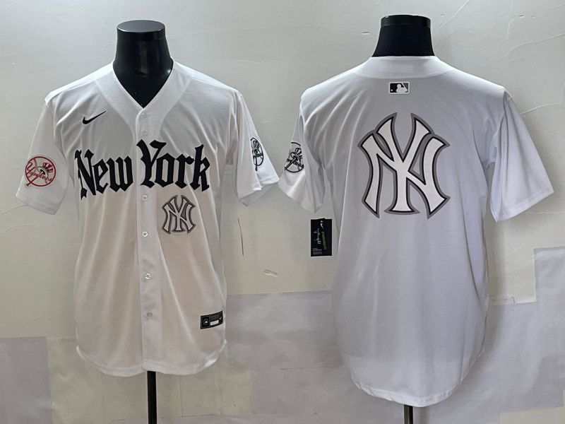 Men 2025 New York Yankees Blank White Five generations Joint Name Nike MLB Jersey style 87->new york yankees->MLB Jersey